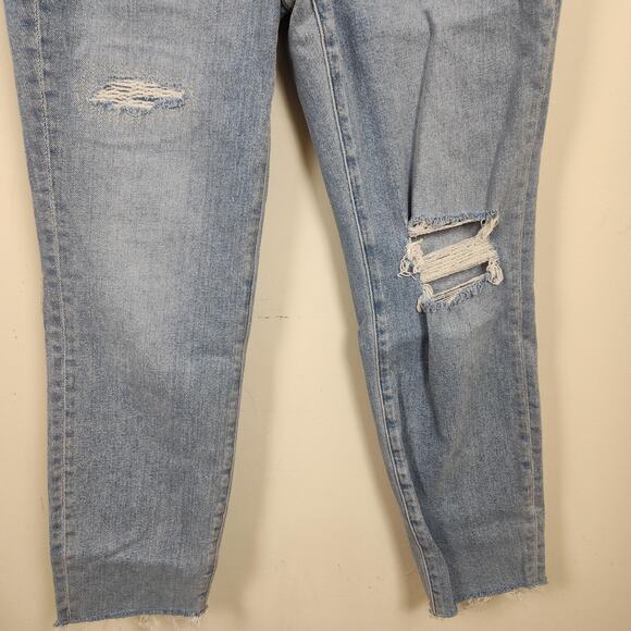 Madewell Jeans Womens 26 Blue High Rise The Momjean Distressed Raw Hem Ankle - Picture 6 of 17